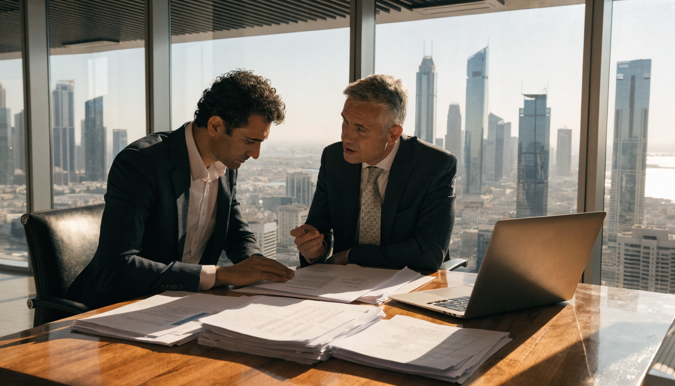 Investor reviewing UAE residency and investment options with an Aurum advisor